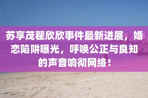 蘇享茂翟欣欣事件最新進(jìn)展，婚戀陷阱曝光，呼喚公正與良知的聲音響徹網(wǎng)絡(luò)！