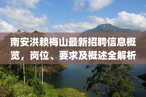 南安洪賴梅山最新招聘信息概覽，崗位、要求及概述全解析