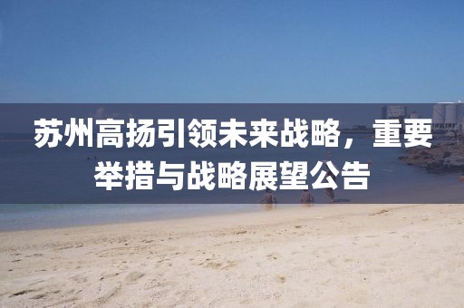 蘇州高揚引領(lǐng)未來戰(zhàn)略，重要舉措與戰(zhàn)略展望公告