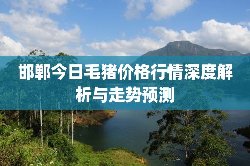 邯鄲今日毛豬價格行情深度解析與走勢預測