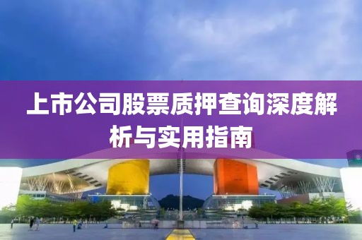 上市公司股票質(zhì)押查詢深度解析與實用指南
