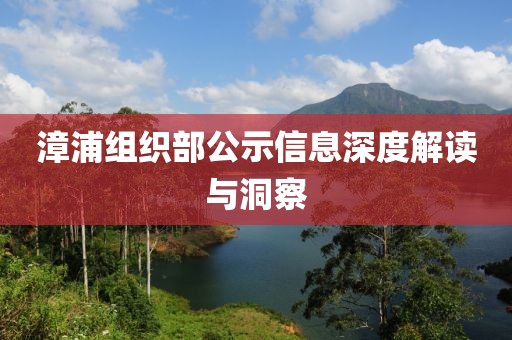 漳浦組織部公示信息深度解讀與洞察