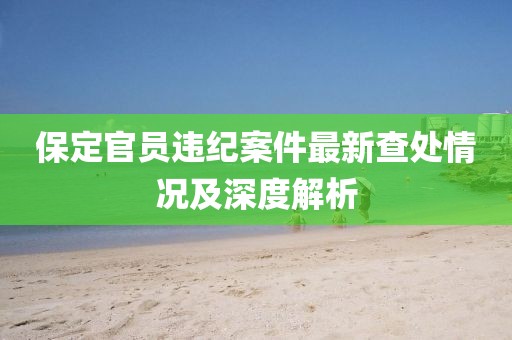 保定官員違紀(jì)案件最新查處情況及深度解析