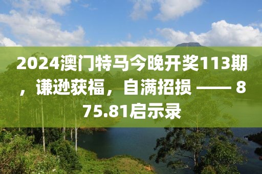 2024澳門(mén)特馬今晚開(kāi)獎(jiǎng)113期，謙遜獲福，自滿招損 —— 875.81啟示錄
