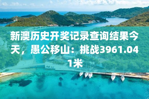 新澳歷史開(kāi)獎(jiǎng)記錄查詢結(jié)果今天，愚公移山：挑戰(zhàn)3961.041米