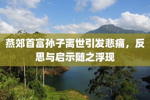 燕郊首富孫子離世引發(fā)悲痛，反思與啟示隨之浮現(xiàn)